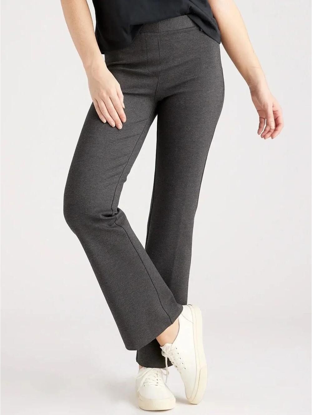 Quince Women's Charcoal Ultra Strech Ponte Bootcut Pants Size M Regular